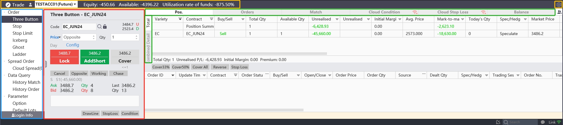 Trading window sections